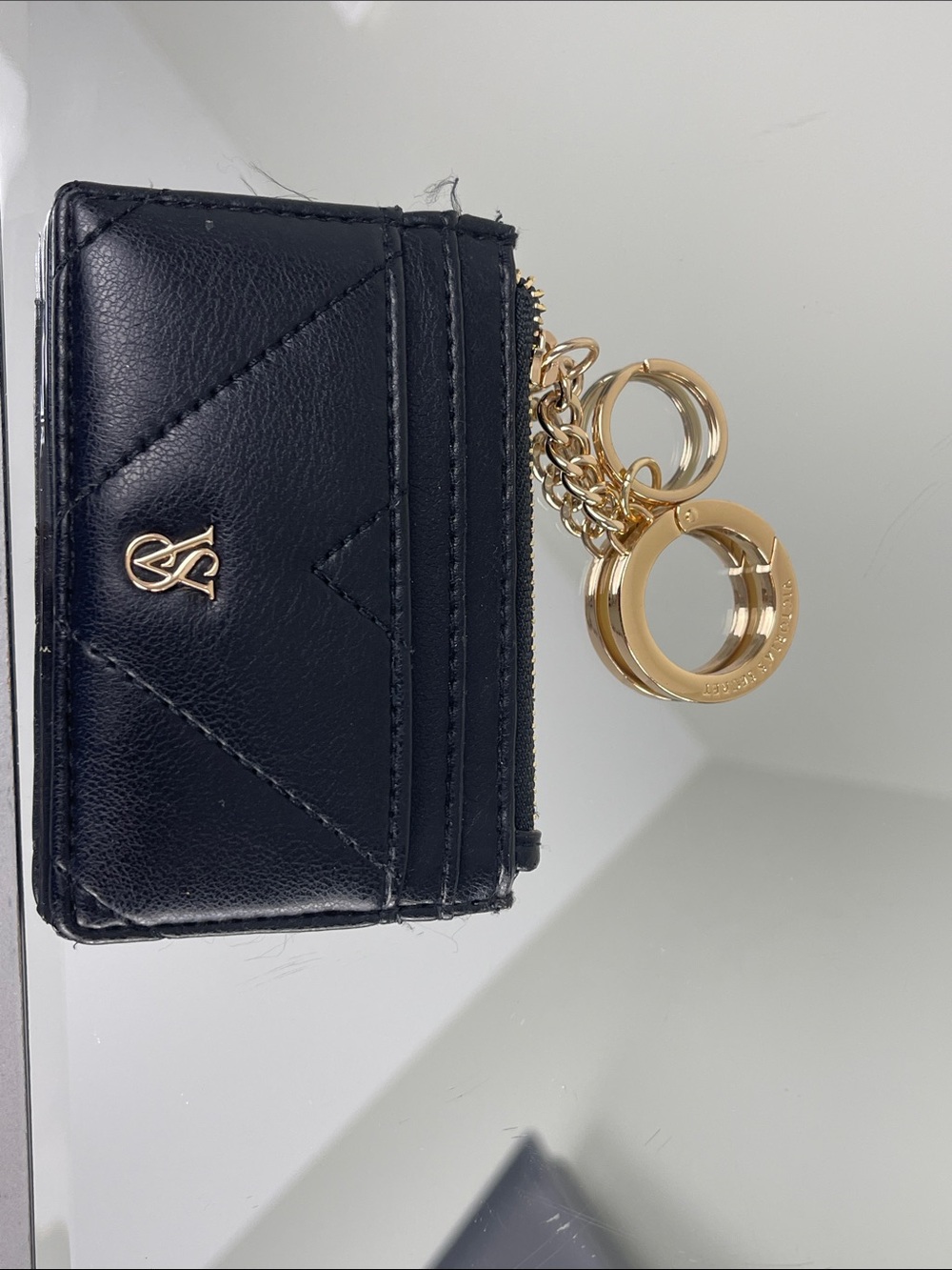 Victoria's Secret Black Card Holder w/gold Keychain - Picture 3 of 4